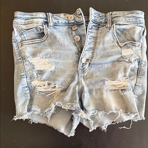 American Eagle Outfitters Light Blue Distressed Jean Shorts